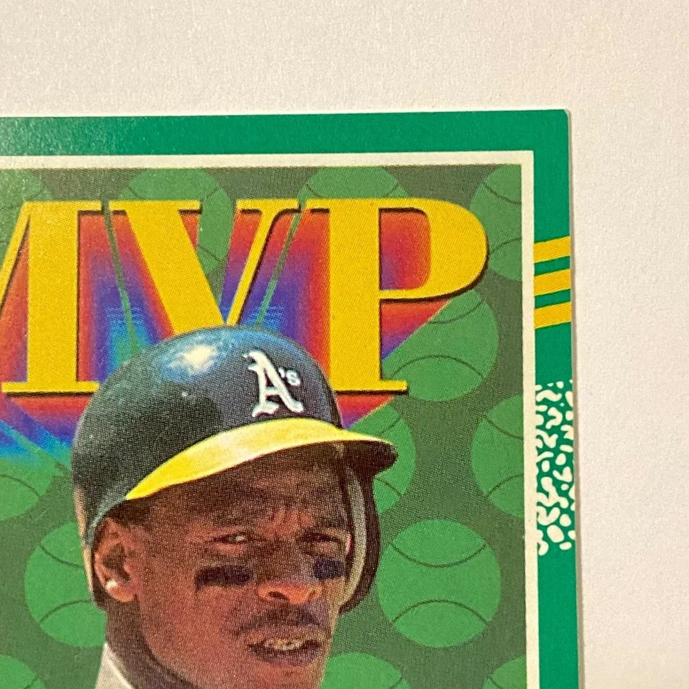 Vintage Donruss Leaf MVP 1990 Rickey Henderson Error ( INC no . ) MLB Card #387